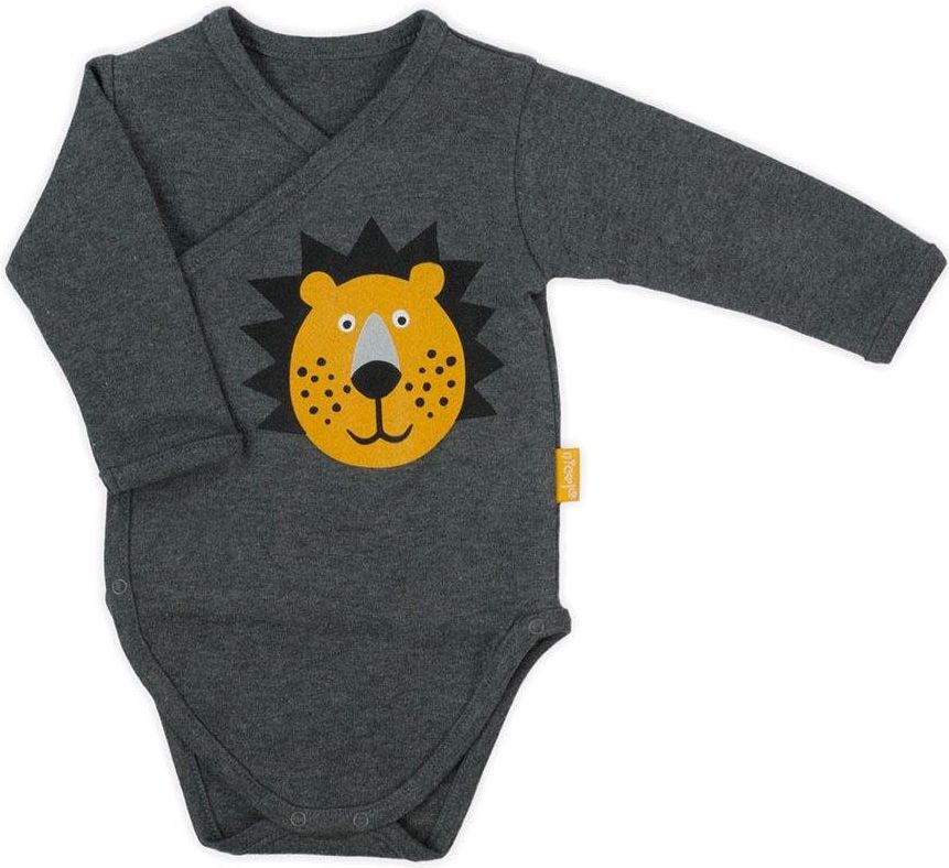 Kojenecké bavlněné celorozepínací body Nicol Prince Lion šedé 62 (3-6m) - obrázek 1