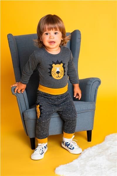 Kojenecké body s dlouhým rukávem Nicol Prince Lion šedé 68 (4-6m) - obrázek 2