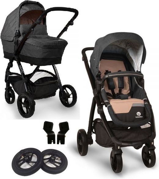 PETITE&MARS Kočárek kombinovaný Vario 2v1 Black Melange + sada nafukovacích koleček - obrázek 1