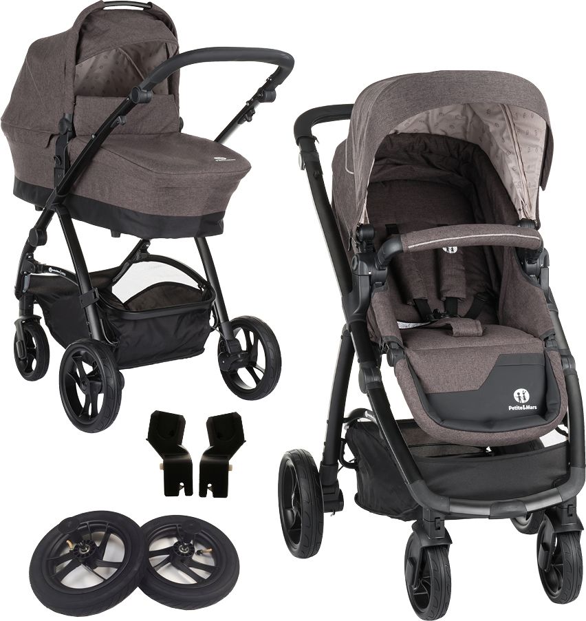 PETITE&MARS Kočárek kombinovaný Vario 2v1 Dark Grey + sada nafukovacích koleček - obrázek 1