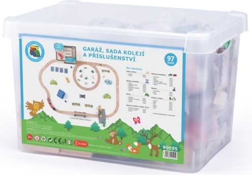 Woody MAXI sada kolejí a příslušenství s garáží, 97ks - obrázek 1