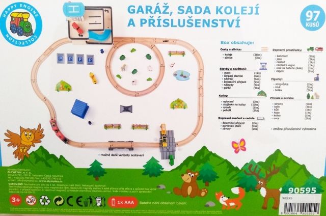 Woody MAXI sada kolejí a příslušenství s garáží, 97ks - obrázek 2
