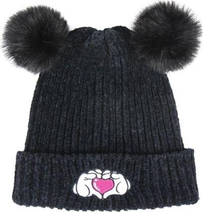 Čepice s dvěma bambulemi černá Disney Minnie