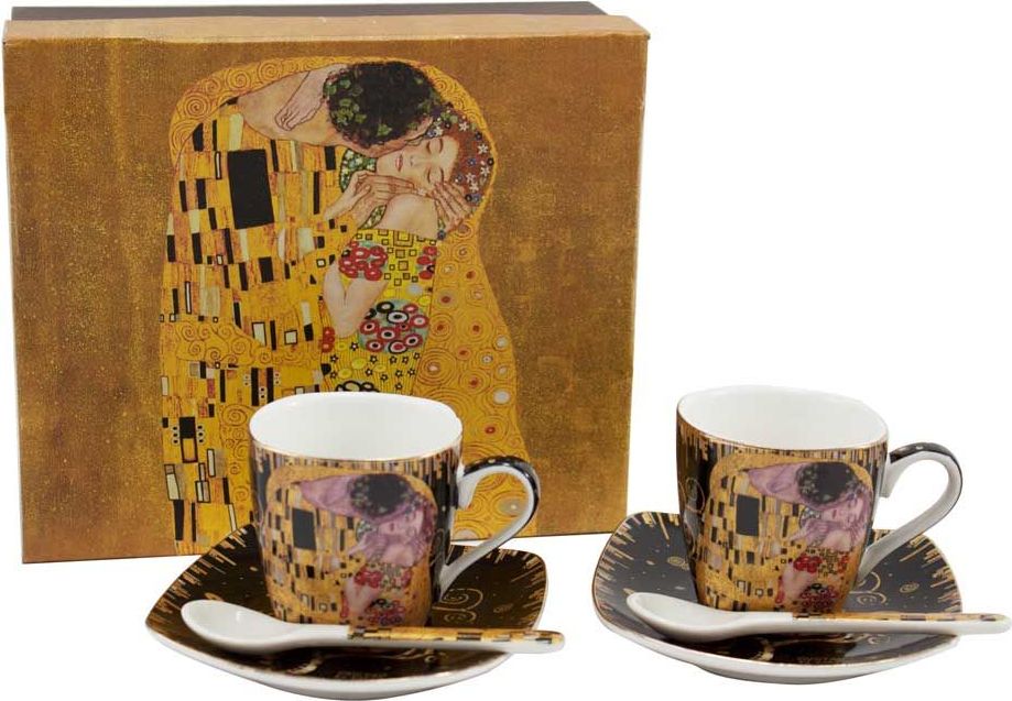 Home Elements Espresso set - 2 šálky s podšálky a lžičkami, Klimt - obrázek 1