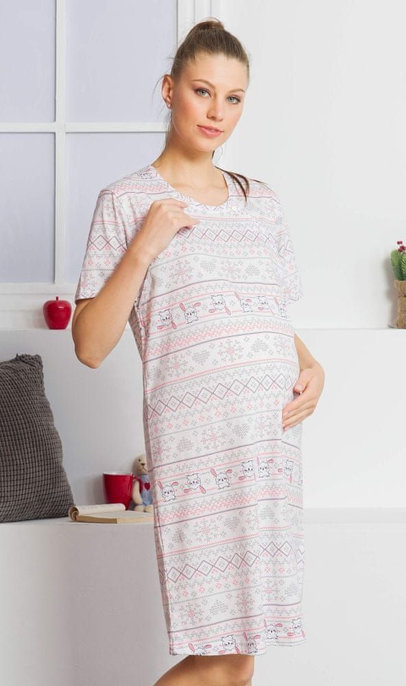 Vienetta Dámská noční košile mateřská Monika barva světle šedá, velikost XL - obrázek 1