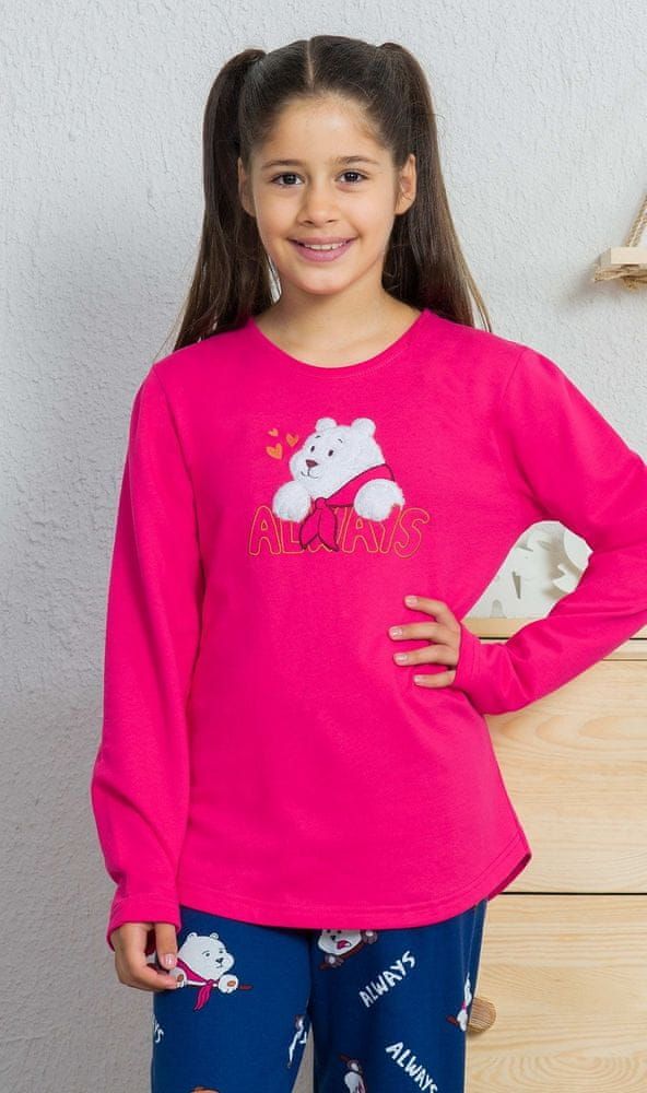 Vienetta Dětské pyžamo dlouhé Méďa barva tmavě růžová, velikost 146 - obrázek 1