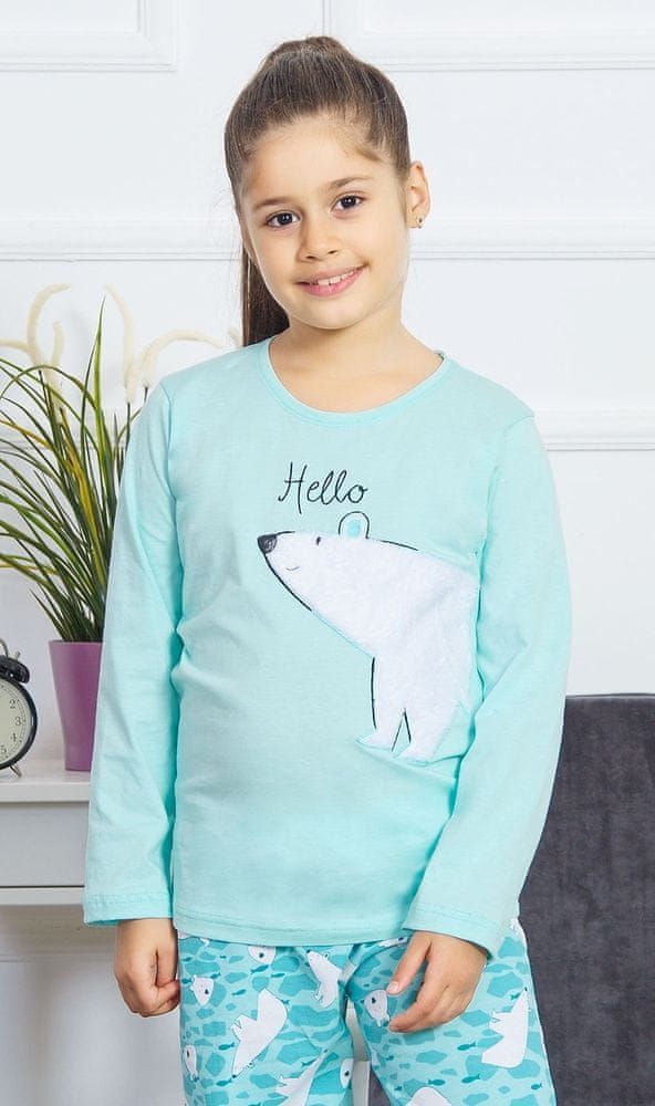 Vienetta Dětské pyžamo dlouhé Méďa Hello barva azurová, velikost 15 - 16 - obrázek 1