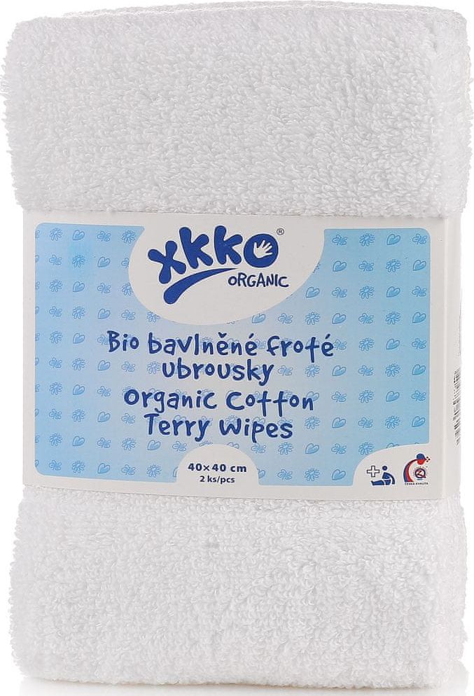 XKKO Organic Froté ubrousky 40x40 - Bílé (2ks) - obrázek 1