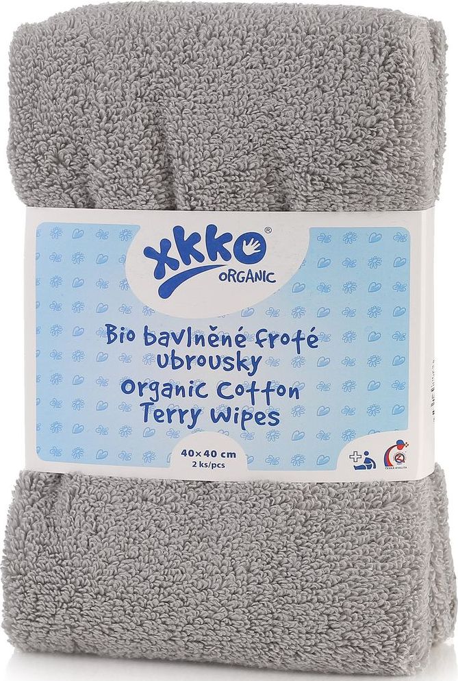 XKKO Organic Froté ubrousky 40x40 - Grey (2ks) - obrázek 1