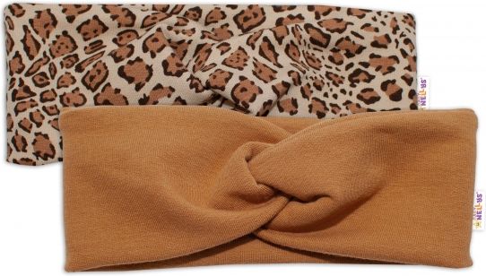 Baby Nellys Dětské čelenky Gepard, sada 2 kusů - hnědá, gepard - obrázek 1