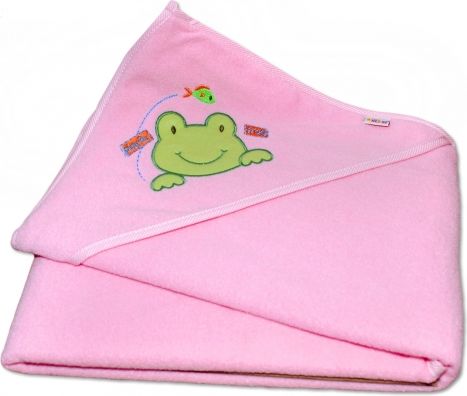 Baby Nellys Termoosuška s kapucí Žabka - růžová - obrázek 1
