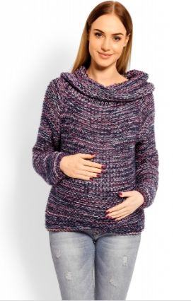Be MaaMaa Těhotenský vlněný svetr s rolákem - granátový - obrázek 1