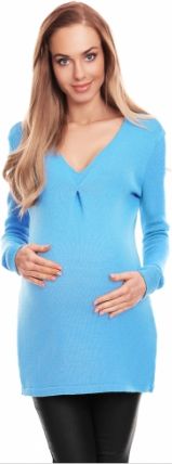 Be MaaMaa Těhotenský svetřík - sv. modrý - obrázek 1