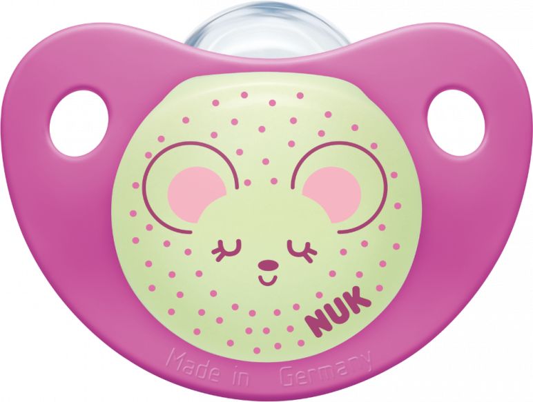 Silikonové šidítko Nuk Night/Day Mouse Pink - obrázek 1