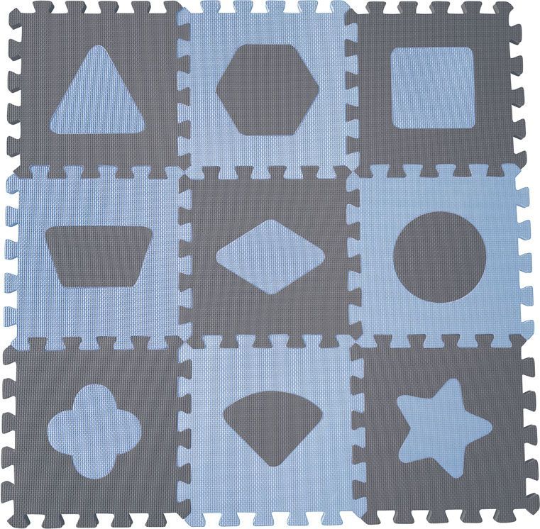 Hrací podložka puzzle 90x90 cm Baby Dan Geometrické tvary Blue 2021 - obrázek 1
