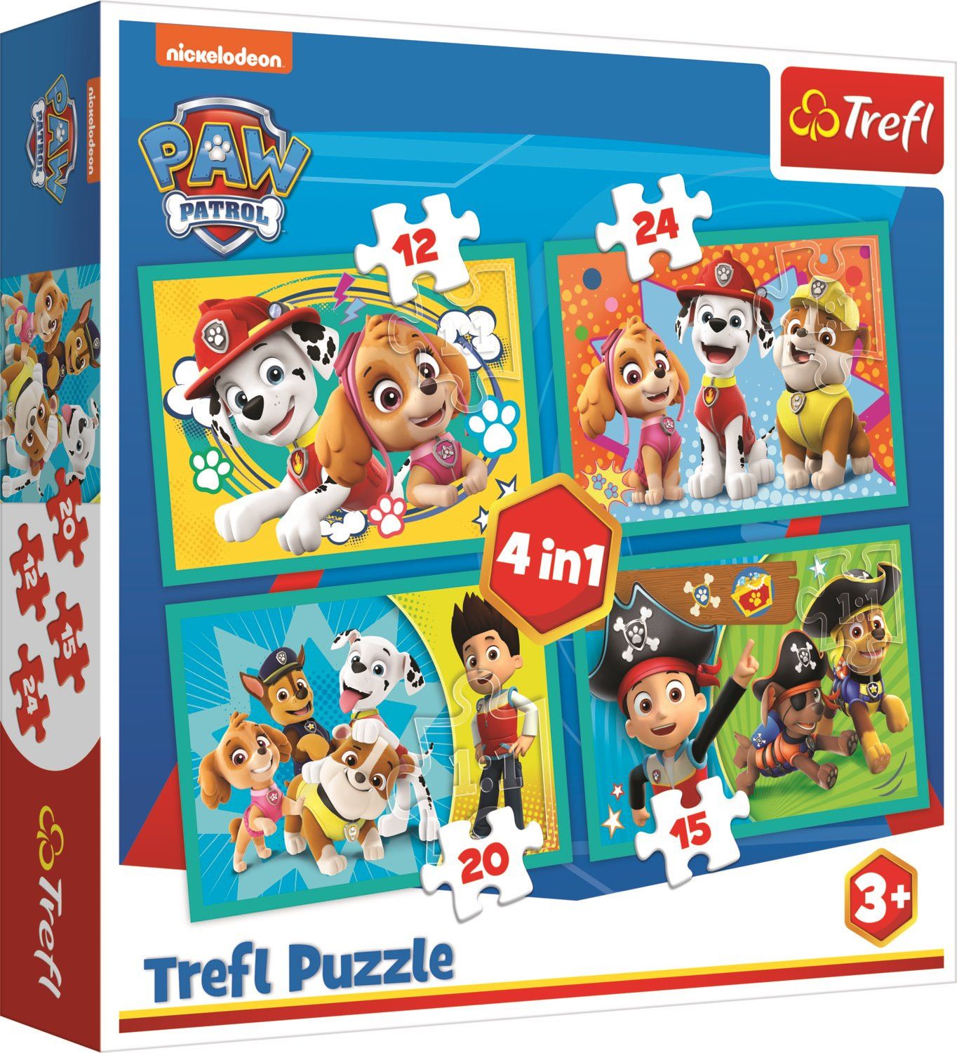 TREFL Puzzle Tlapková patrola Šťastný tým 4v1 (12,15,20,24 dílků) - obrázek 1