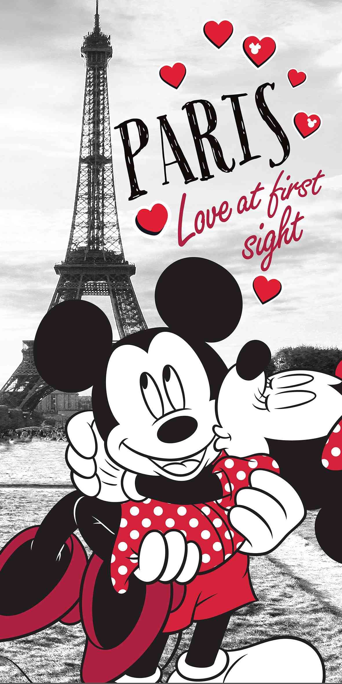 Jerry Fabrics Osuška Mickey and Minnie in Paris 70x140 cm - obrázek 1