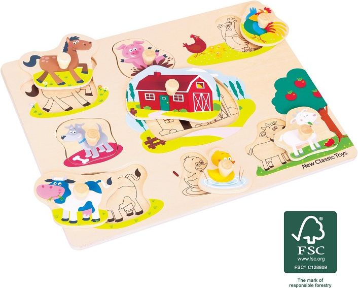 New Classic Toys Dřevěné vkládací puzzle farma - obrázek 1