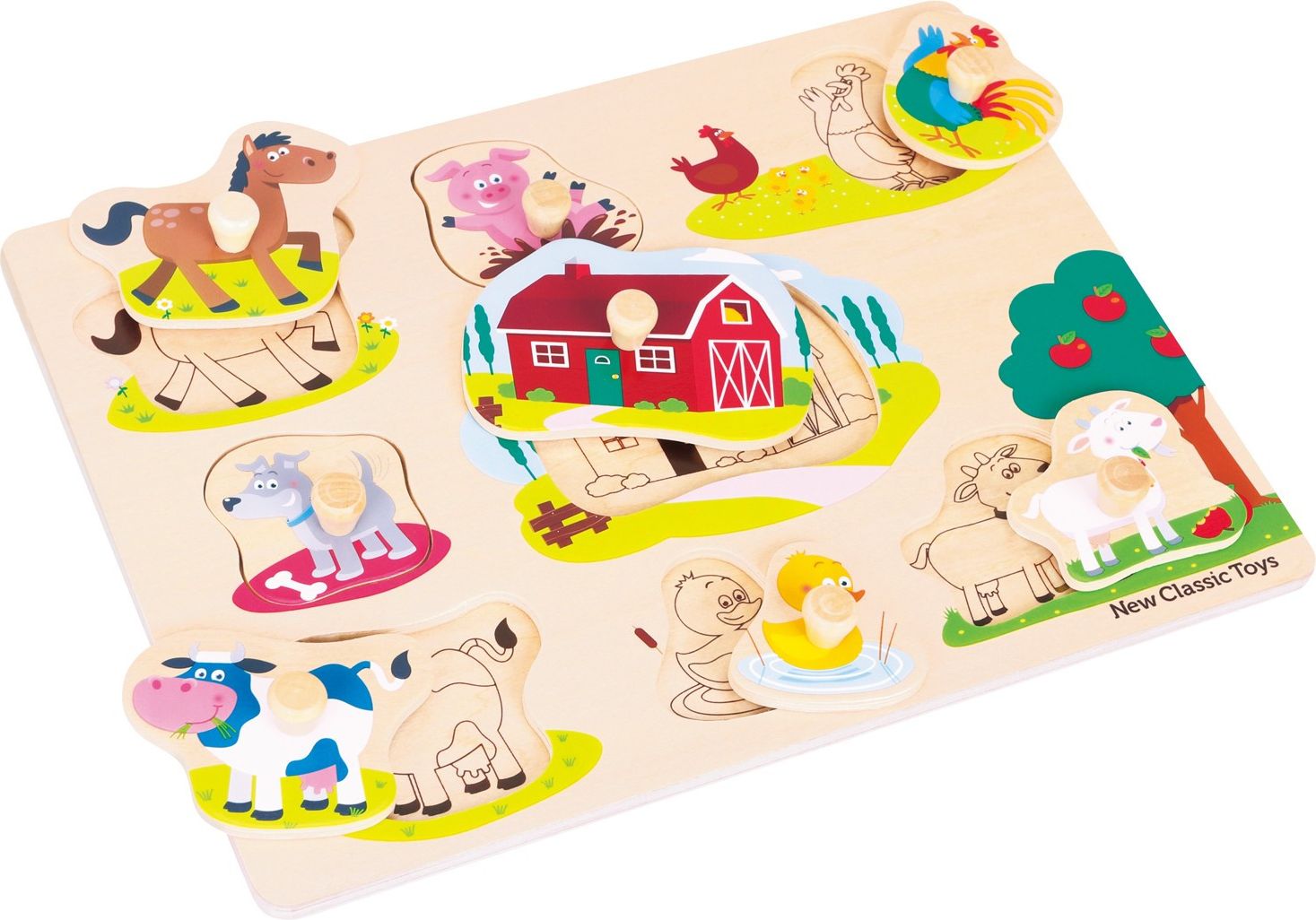 New Classic Toys Dřevěné vkládací puzzle farma - obrázek 2