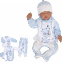Souprava kojenecká 4-dílná bavlna - MEDVÍDEK A HVĚZDIČKY bílo-modrá - vel.62 - obrázek 1