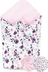 Zavinovačka bavlna - LUČNÍ KVÍTKA fialová s růžovou- BabyNellys - obrázek 1