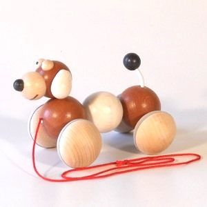 Ceeda Cavity Dřevěné hračky - Tahací hračka vrtík - pes hnědý - obrázek 1