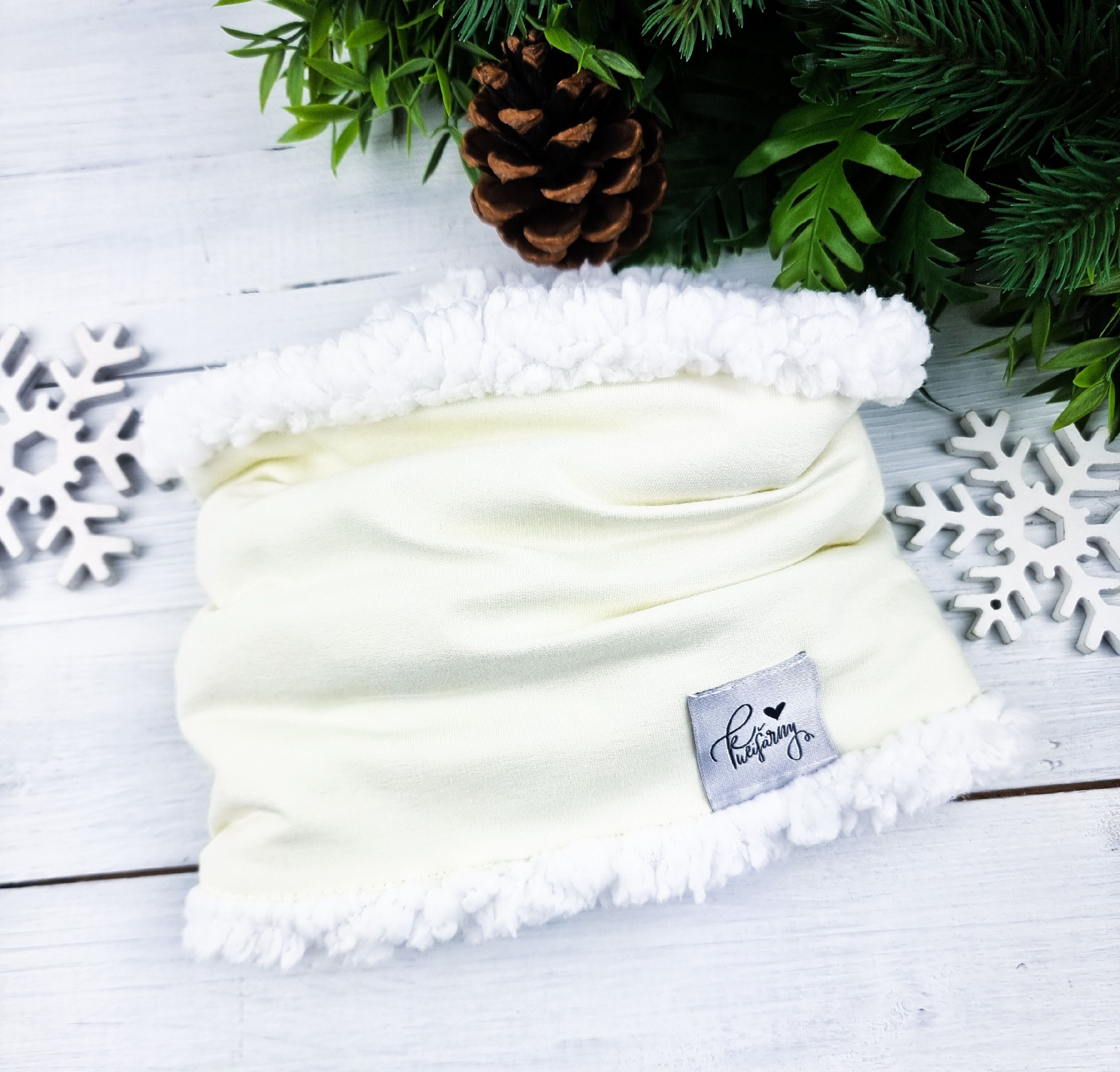 Kulišárny (handmade) Nákrčník s beránkem ,,Beige,, VELIKOST: 74-80 - obrázek 1
