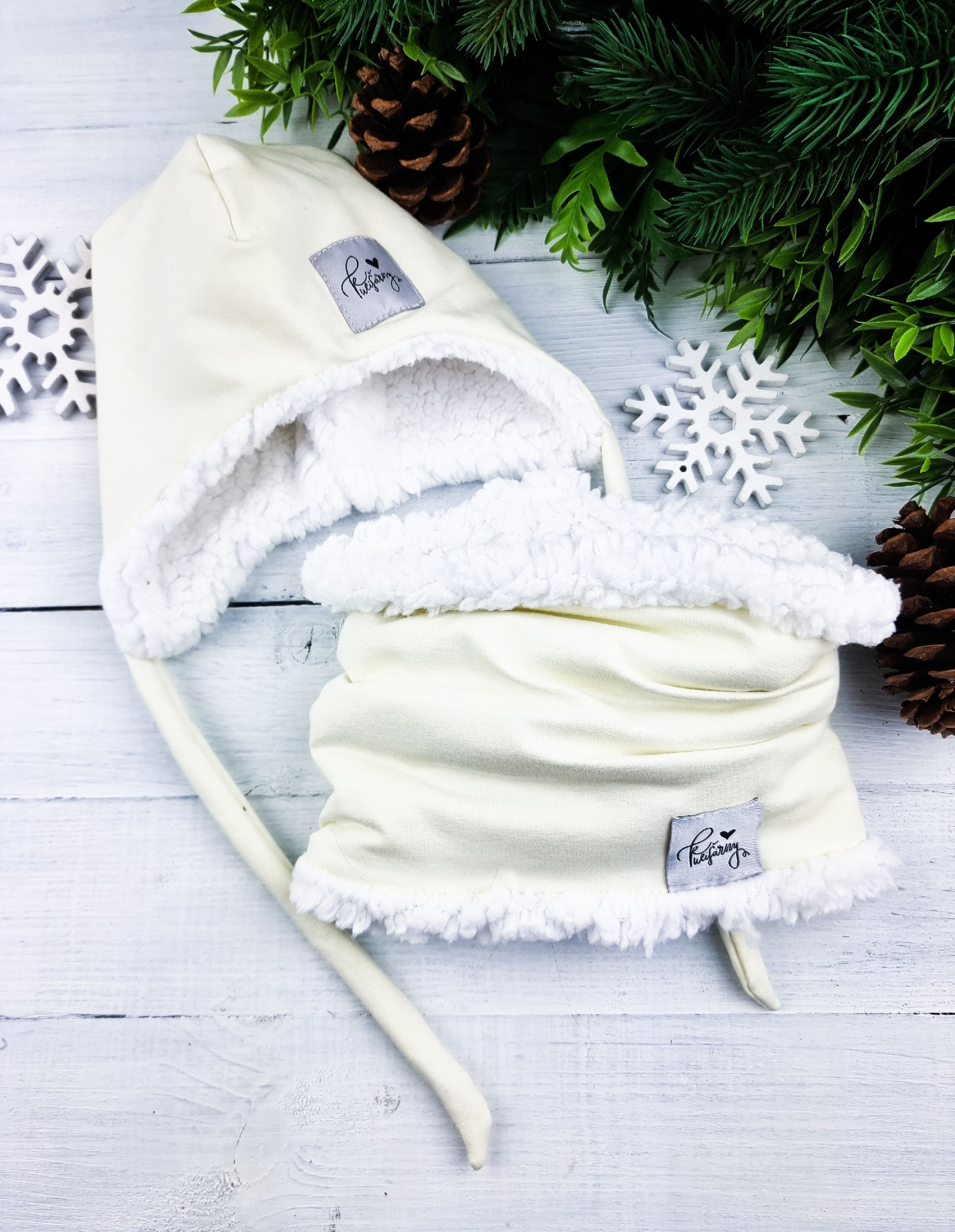 Kulišárny (handmade) Nákrčník s beránkem ,,Beige,, VELIKOST: 74-80 - obrázek 2