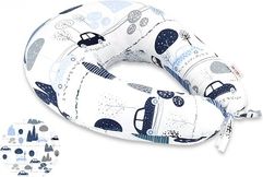 Kojící relaxační polštář - AUTA V ALEJI s modrou na bílém - BabyNellys - obrázek 1