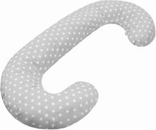Kojící polštář TVAR "C" - HVĚZDIČKY bílé na šedém - NewBaby - obrázek 1