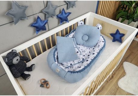 Baby Nellys Sada komplet oboustranné hnízdečko Velvet, 60 x 90 cm - Vesmír, modrá - obrázek 1