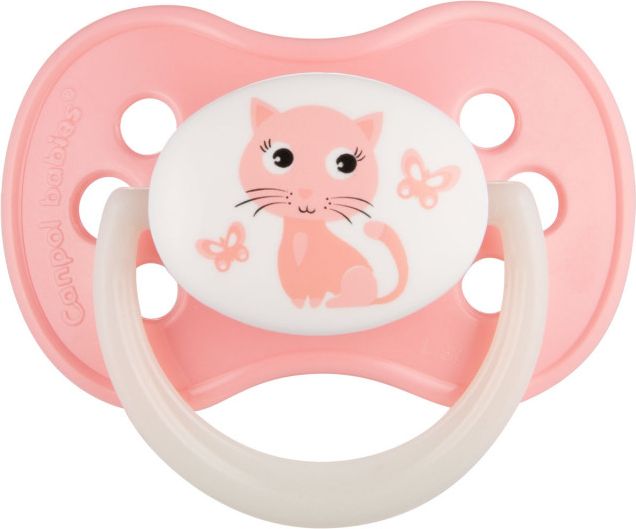 Dětský cumlík Canpol babies 0-6 m CUTE ANIMALS růžový kočička - obrázek 1