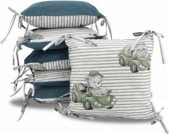 Polštářkový mantinel Baby Nellys, Baby Car, velvet+bavlna - zelená - obrázek 1
