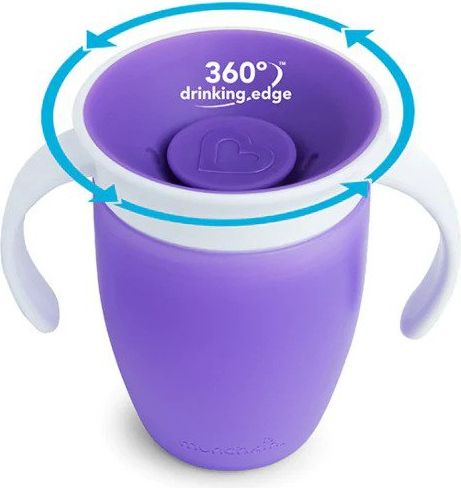 Munchkin - Juniorský netekoucí hrneček 360°s oušky 207 ml-fialový - obrázek 2
