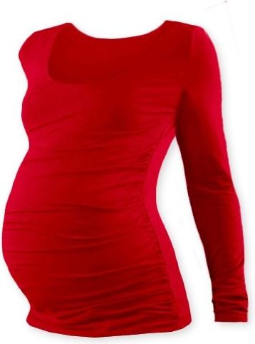 Těhotenské triko JOHANKA s dlouhým rukávem - červená - M/L - obrázek 1