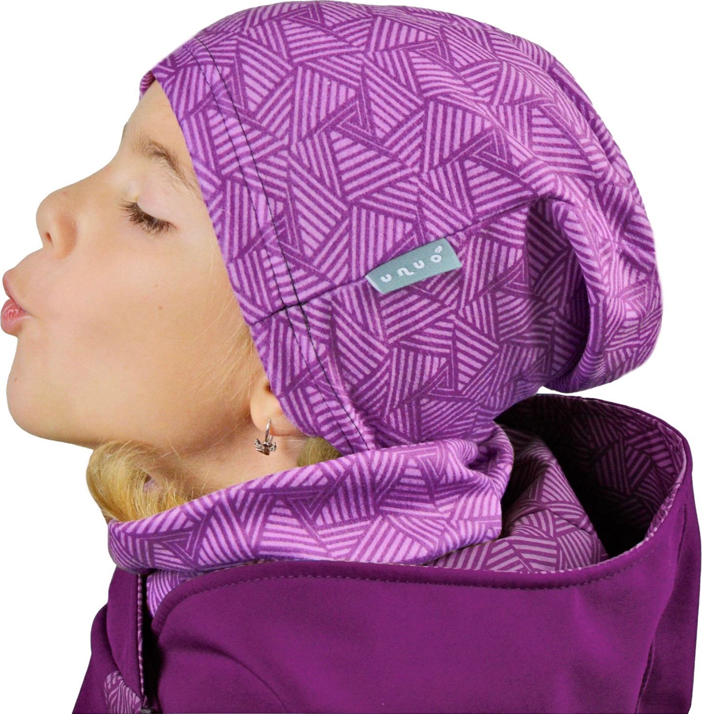 Unuo, Dětská čepice fleecová spadená, Sharp holka Velikost: S (45 - 48 cm) - obrázek 2