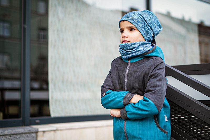 Unuo, Dětská čepice fleecová spadená, Sharp kluk Velikost: S (45 - 48 cm) - obrázek 4