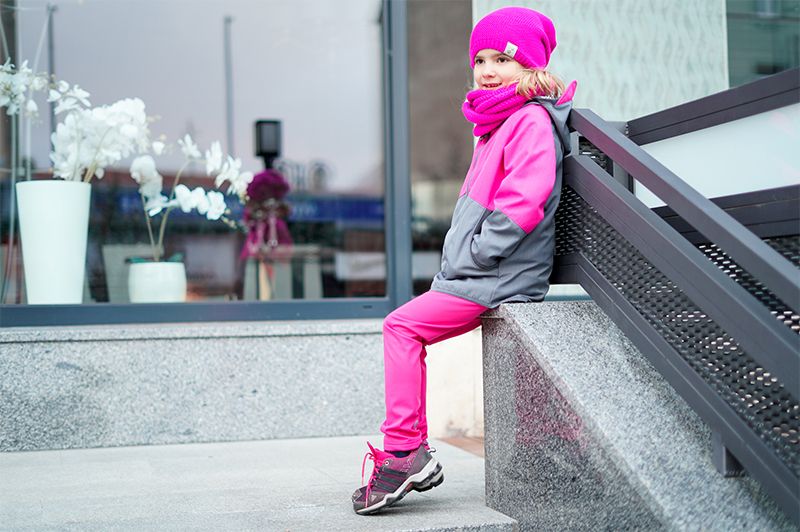 Unuo, Dětské softshellové kalhoty s fleecem pružné Sporty, Fuchsiová Velikost: 98/104 - obrázek 7