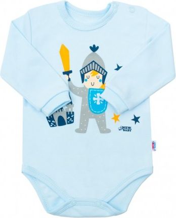 Kojenecké bavlněné body s dlouhým rukávem New Baby Knight, Modrá, 74 (6-9m) - obrázek 1
