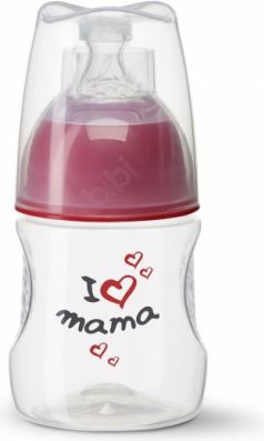 BIBI Antikoliková láhev, I love mama, 0 m+, 120 ml, červená - obrázek 1
