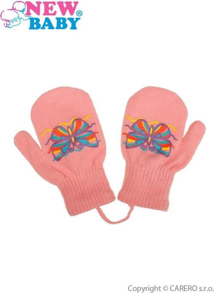 Dětské zimní rukavičky New Baby s motýlkem růžové&nbsp;-&nbsp;98 (2-3r) - obrázek 1