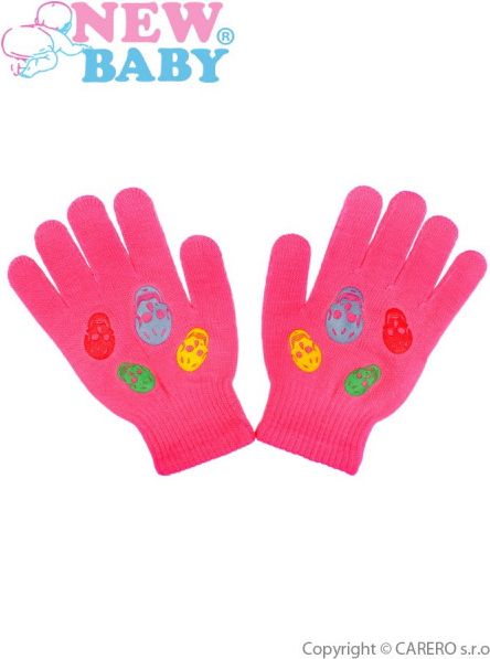 Dětské zimní rukavičky New Baby Girl tmavě růžové&nbsp;-&nbsp;122 (6-7 let) - obrázek 1