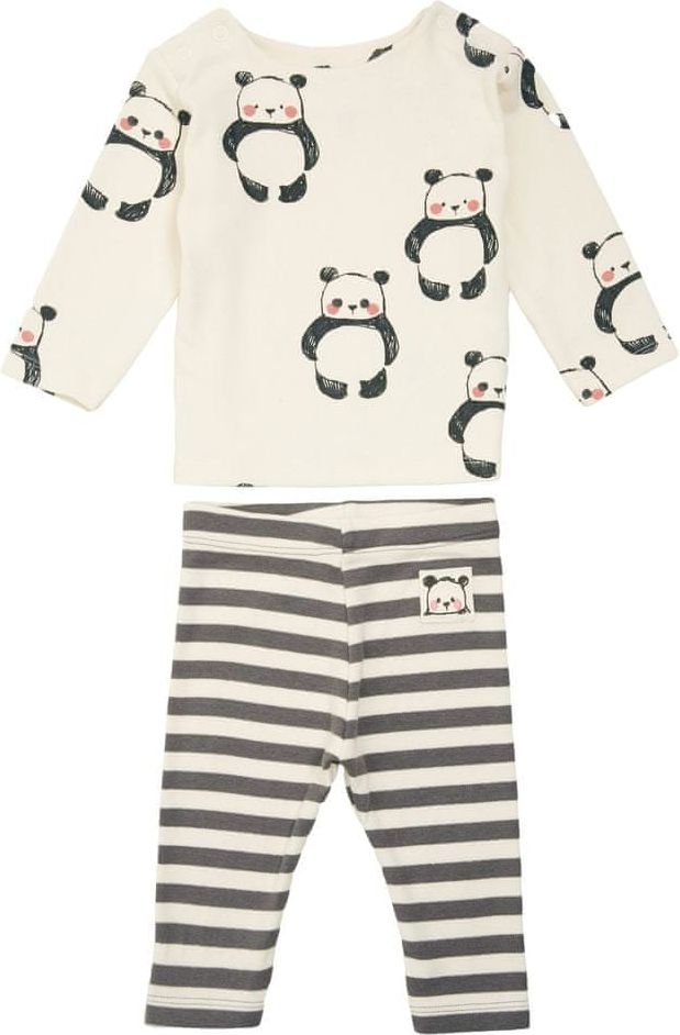 Marks & Spencer Dvoudílný bavlněný outfit s motivem pandy (0–3 roky) KRÉMOVÁ 4-6 měsíců - obrázek 1