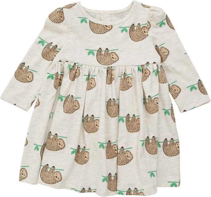 Marks & Spencer Bavlněné šaty s potiskem lenochoda (0–3 roky) BÉŽOVÁ 12-18 měsíců - obrázek 1