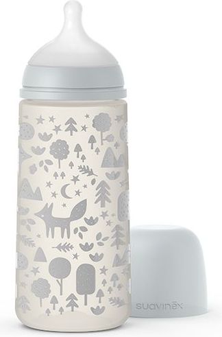 Kojenecká láhev 360 ml L Fyziologická savička Suavinex Fox STŘÍBRNÁ - obrázek 1