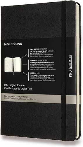 Moleskine Zápisník PRO Project Planner L, černý týdenní A5 - obrázek 1