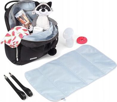 BabyOno Batoh, taška ke kočárku Pom Pom + přebalovací podložka zdarma - černá - obrázek 2