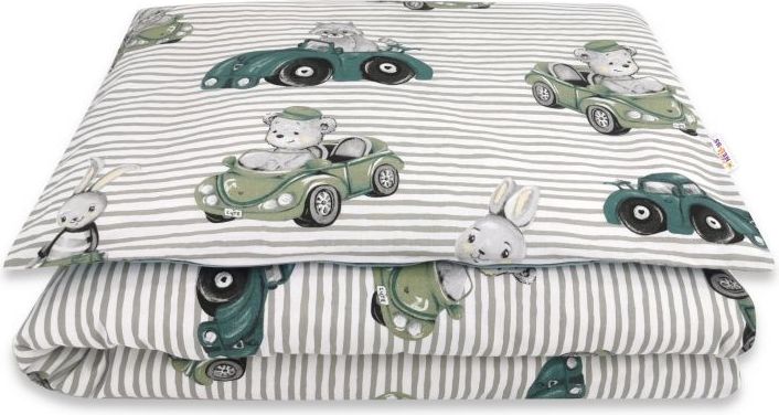 Baby Nellys 2-dílné bavlněné povlečení, Baby Car - zelená, 135 x 100 cm - 135x100 - obrázek 2