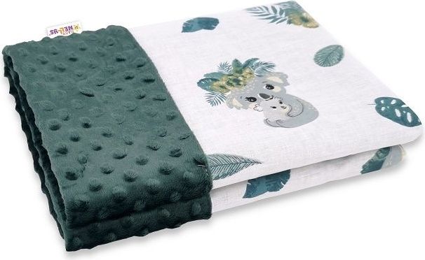 Baby Nellys Bavlněná deka s Minky 100x75cm, Tropical Koala - zelená, bílá - obrázek 1