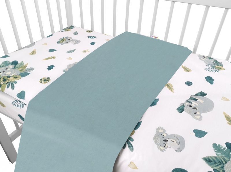 Baby Nellys 2-dílné bavlněné povlečení, Tropical Koala - zelená, bílá - 120x90 - obrázek 1